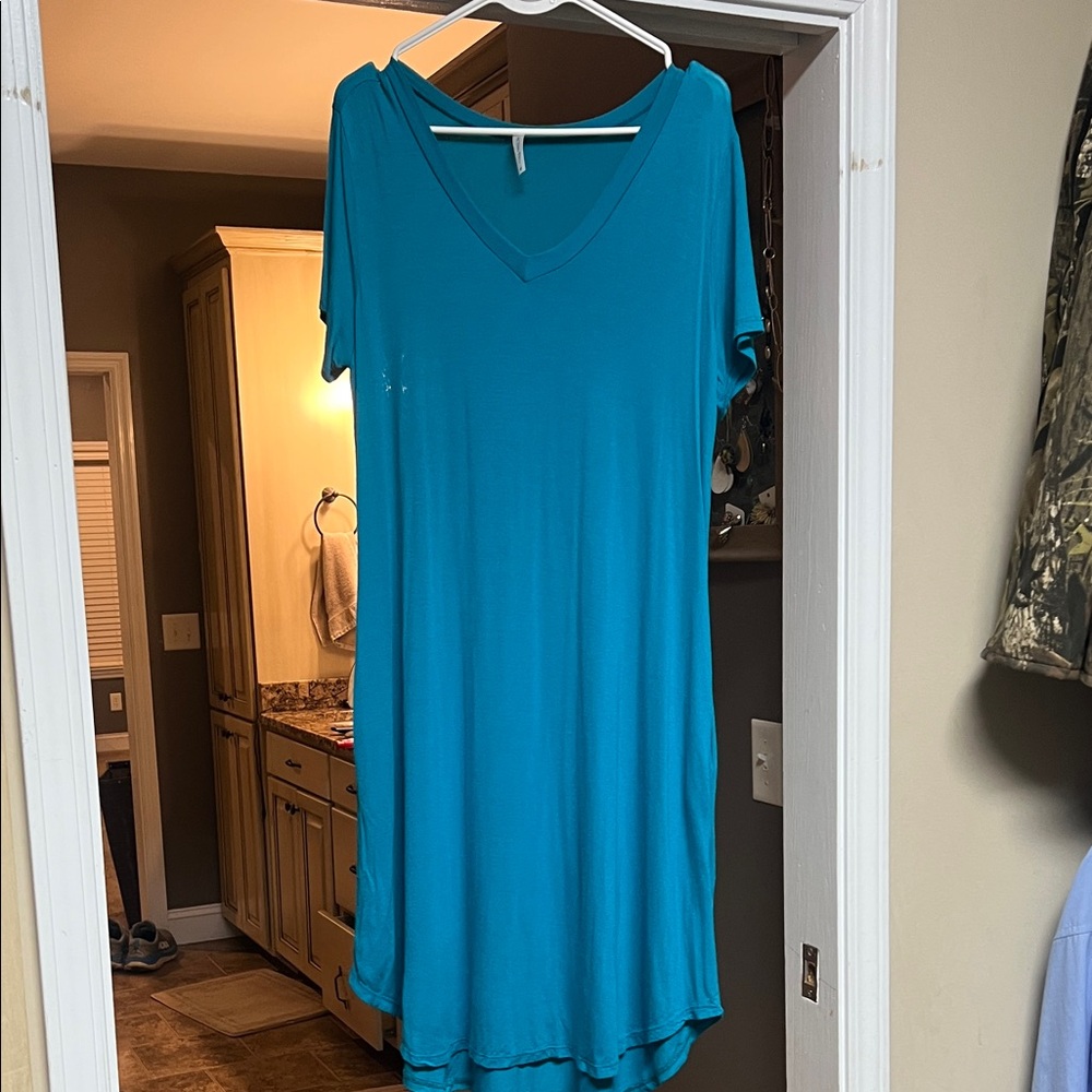 V-Neck Teal Dress